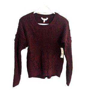 No Boundaries NWT Maroon Knit Scoop Neck Pullover SZ Extra Small